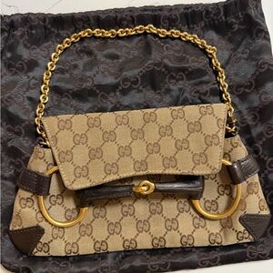 Gucci Tan and Gold Shoulder Bag